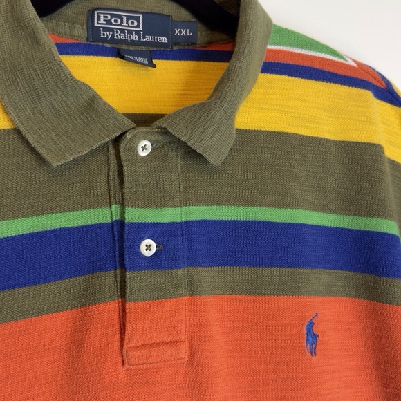 Polo Ralph Lauren Striped Mesh Polo Shirt Mens 90's XXL Multicolor - Picture 4 of 12